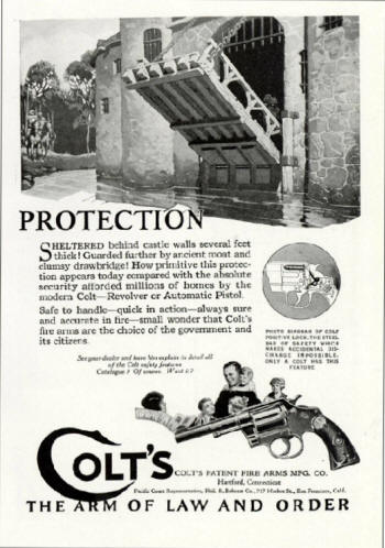 Colt 1924 protection ad with draw bridge