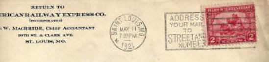 American Railway Express Company return addrexss envelope