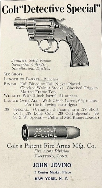 Colt Detective paperwork stamped for John Jovino, N.Y.