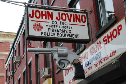 Street photo of John Jovino's Gun Shop, N.Y. City