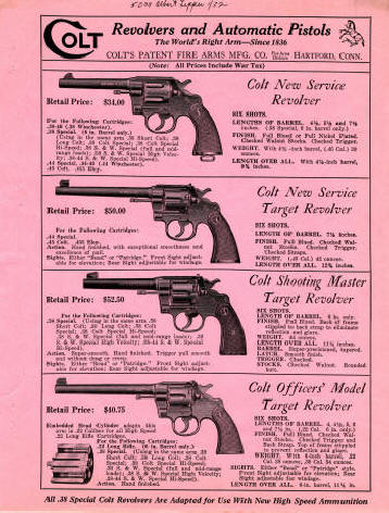 Colt Revolvers and Automatic Pistols Jan. 1932 Illustrated Price List