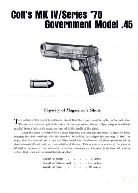Colt MK IV/series 70 instruction sheet cover
