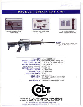Colt 2003 law enforcement AR15A2  rifle specs