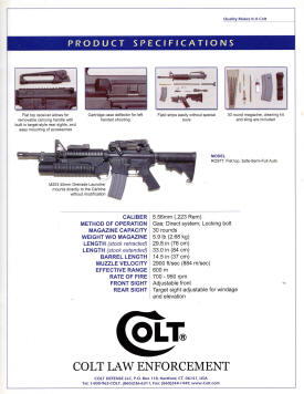 Colt 2003 law enforcement AR15 M4 specs