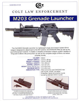 Colt 2003 law enforcement m203 grenade launcher