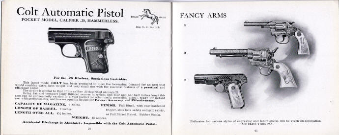 1911-2 Colt catalog .25 vest pocket auto pistol