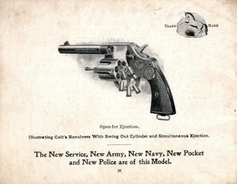 1903 colt catalog showing the New Service revolver's swing out cylinder