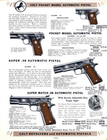 Colt Revolvers and Automatic Pistols Illustrated Price List  July 1940-3 strikes page 7