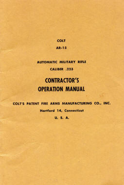 1959 Colt AR-15 automatic military rifle contractors operation manual