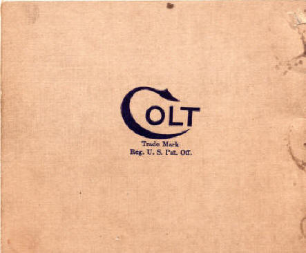 Back cover of Colt 1908 catalog