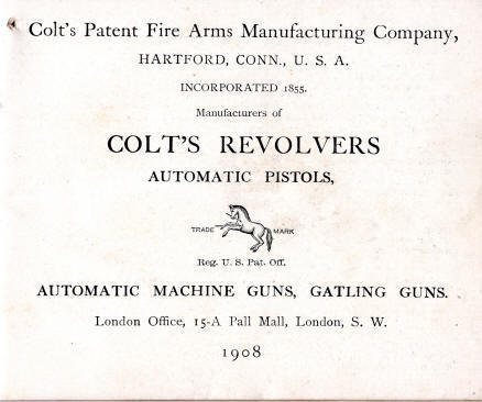1908 Colt catalog first page