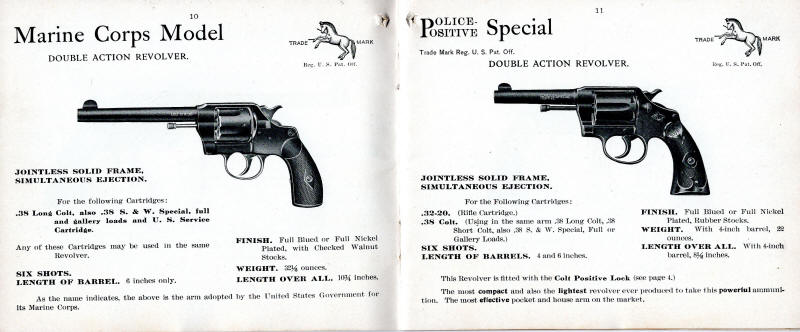 1908 Colt Catalog marine corps model and police positive special