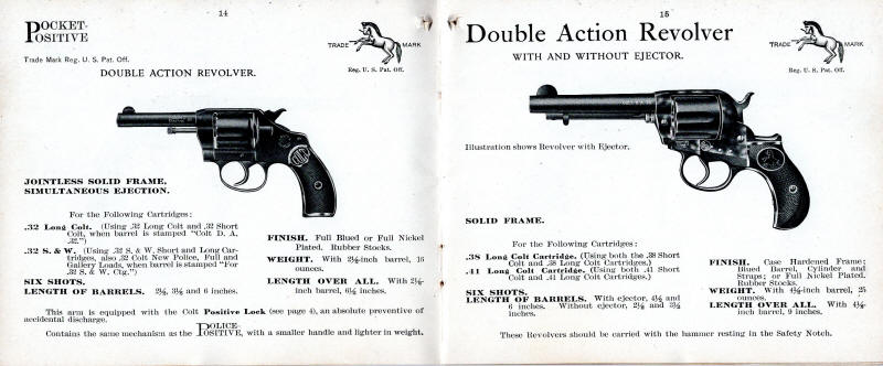 1908 Colt Catalog pocket positive and lightening revolver