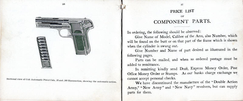 1908 Colt Catalog price list information