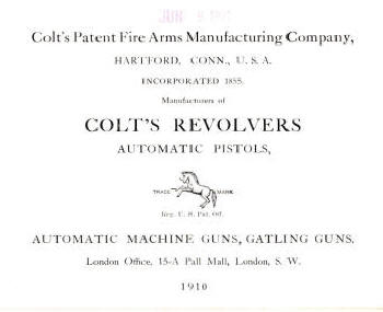 Colt 1910 catalog first page