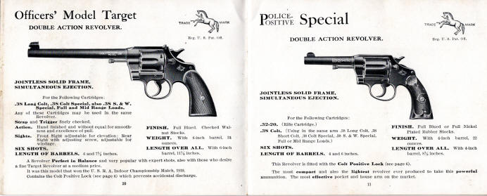 Colt 1910 Police Positive double action and Target revolvers