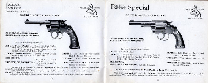 1919 Colt Catalog Police Positive and Police Positive Special revolvers
