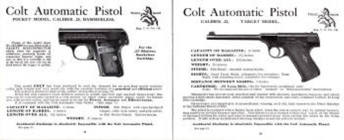 colt pocket mode .25 hammeress and .22 auto pistols