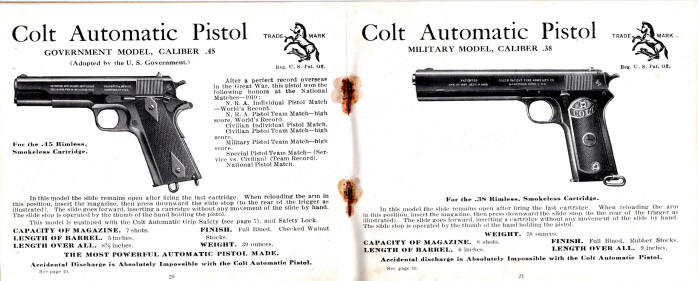 1923 colt automatic government and military model pistols