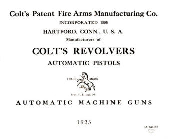 Colt 1923 R catalog showing first page A-60-R