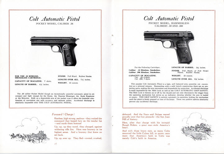 Colt 1924 automatic pistols pocket .38 and hammerless .32  & .380