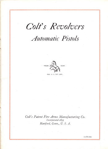 Colt 1926 catalog showing first page A-70-5th