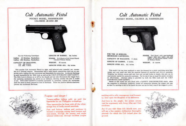 1927 automatic .25 and pocket hammerless pistols