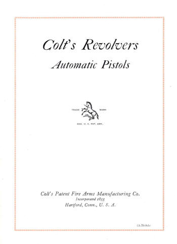 Colt 1927 catalog showing the first page A-70-9th