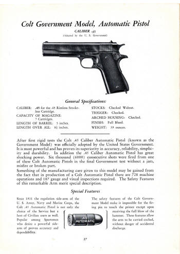 Colt 1929 catalog automatic pistol gov't. .45