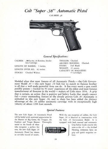 Colt 1929 catalog super .38 automatic pistol