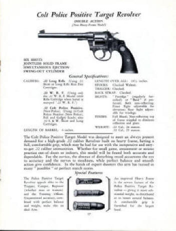 Colt 1928 catalog showing a police positive target .22