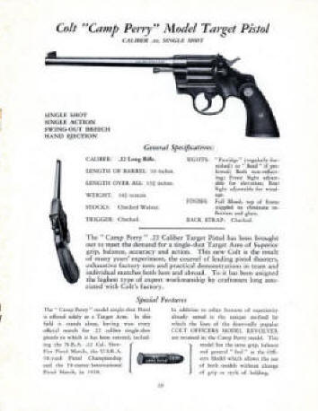 Colt 1928 catalog for Colt Camp Perry revolver