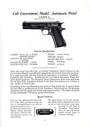 Colt 1930 catalog gov't .45 automatic pistol