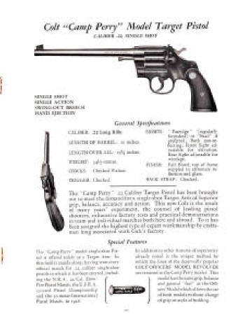 Colt 1930 catalog camp perry .22 target revolver