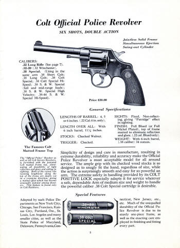 Colt Fire Arms Jan. 1932 Catalog official police