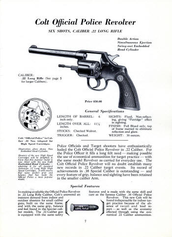 Colt Fire Arms Jan. 1932 Catalog official police .22
