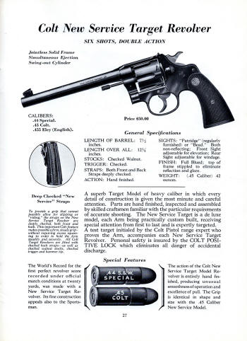 Colt Fire Arms Jan. 1932 Catalog new service target