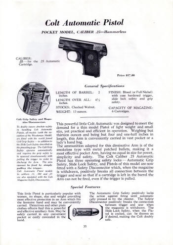 Colt 1932 (July) catalog .25 automatic pistol