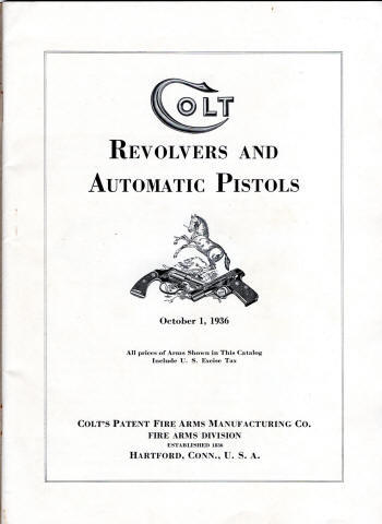 Colt 1936 catalog showing the first page