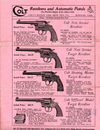 Colt Revolvers and Automatic Pistols Illustrated Price List&nbsp;Jan. 1933