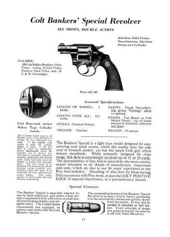 Colt Fire Arms Jan. 1933 Catalog bankers special