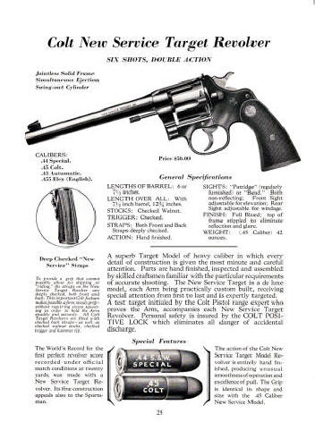 Colt Fire Arms Jan. 1933 Catalog new service target