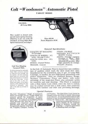 Colt Fire Arms Catalog March 1934 woodsman target model .22