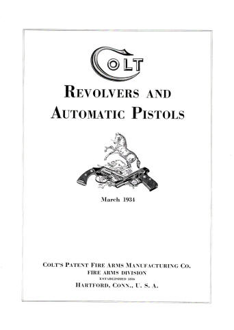 Colt 1934 catalog showing the first page