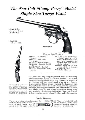 Colt Fire Arms Catalog March 1934 camp perry pistol .22