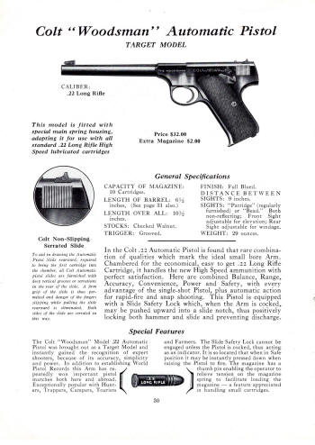 Colt Fire Arms Jan. 1935 Catalog auto woodsman target