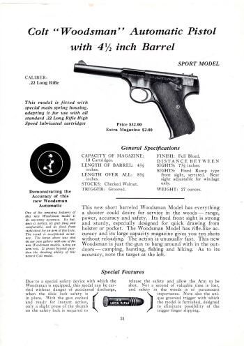 Colt Fire Arms Jan. 1935 Catalog auto sport model woodsman