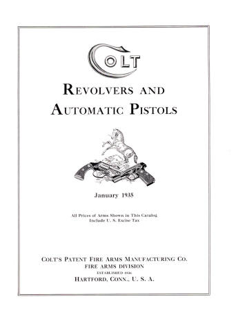 Colt's 1935 catalog showing the first page