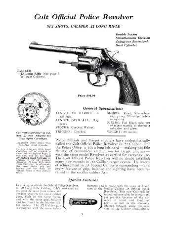 Colt Fire Arms Jan. 1935 Catalog official police .22