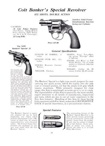 Colt Fire Arms Jan. 1935 Catalog bankers special